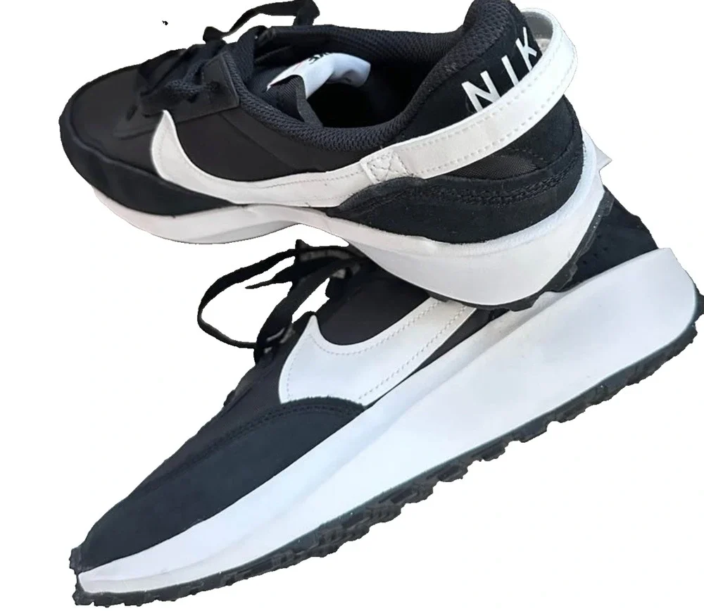NEW Nike Waffle Debut Casual Sneakers Black White DH9522 001 Mens Sizes 9.5